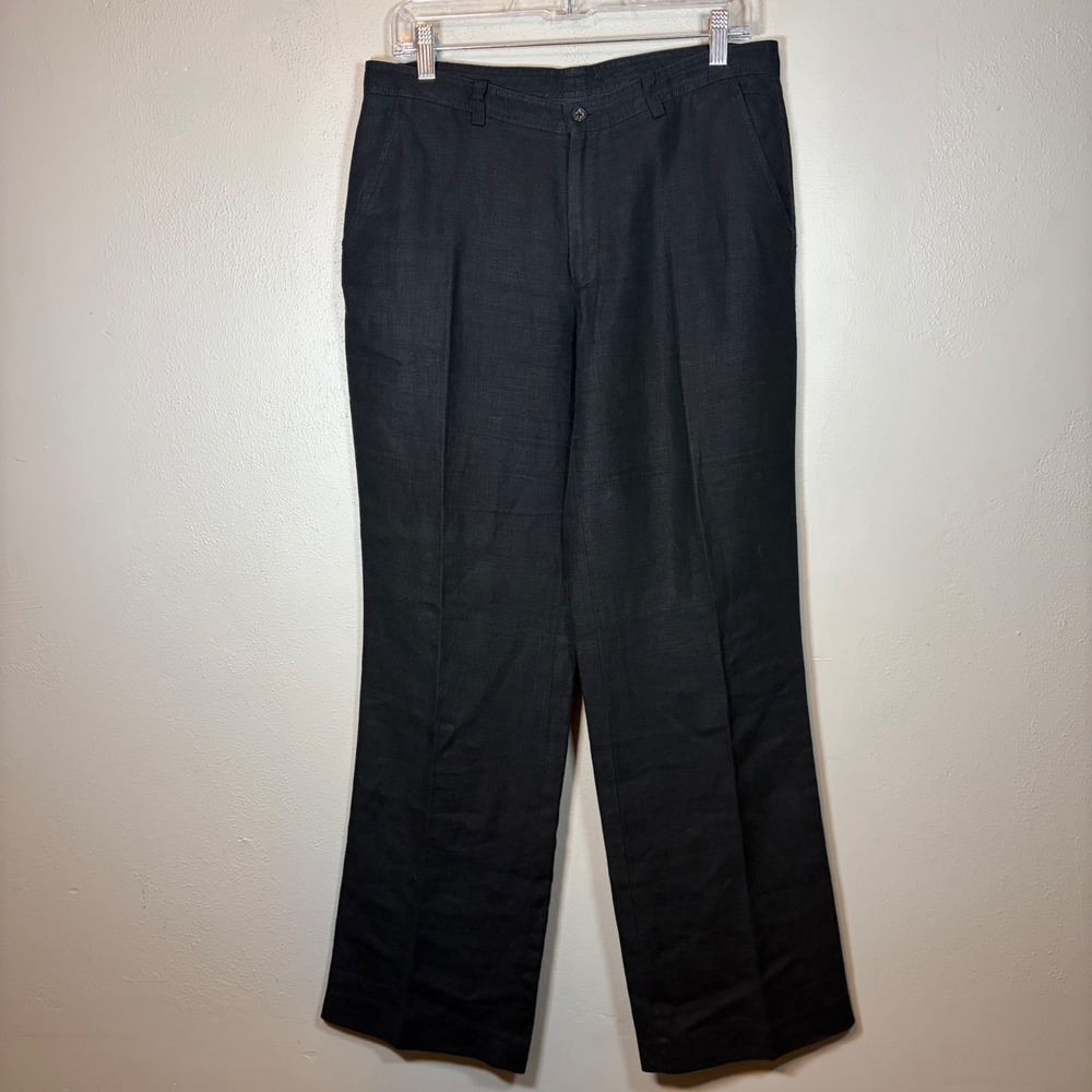 Banana Republic Womens 100% Linen Wide Leg Trousers Black Size 8 723210-00-1